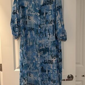 T.J.Maxx Blue Graphic Maxi Dress